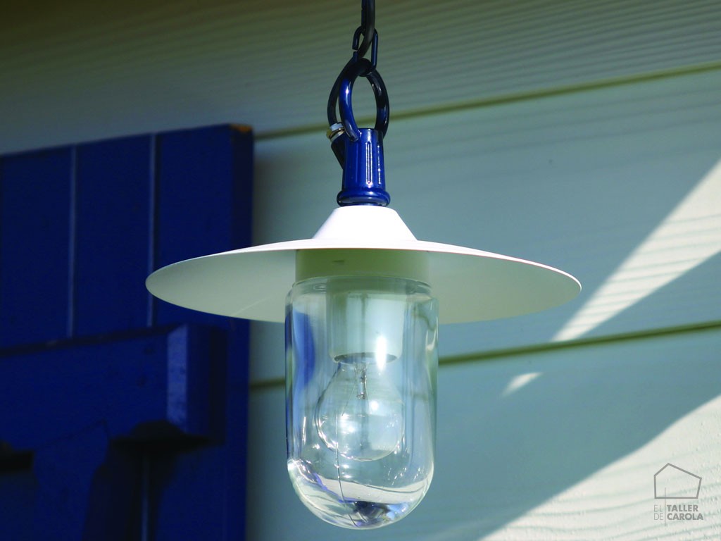 038cmt1023 Lámpara Suspensión Exterior con Cadena Azul
